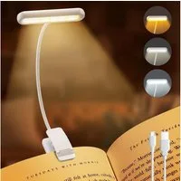 MUPOO LED Leselampe Klemmlampe Breites Licht, USB Aufladbar, 3 Farben & 10 Helligkeitsstufen