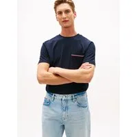 Tommy Hilfiger T-Shirt GLOBAL STRIPE PIQUE POCKET Regular fit mit Brusttasche