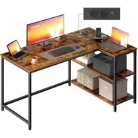 VASAGLE Schreibtisch Eckschreibtisch in L-Form, Computertisch mit Stauraum, Bürotisch, höhenverstellbare Ablage, für Homeoffice, 110/120 cm