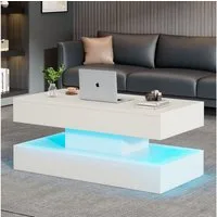 STILVORA Couchtisch Hebbarer Wohnezimmertisch mit LED,Beistelltisch mit Stauraum,weiß (Satztisch, Wohnzimmertisch, 1-St., 50 kg belastbar), mit LED-Beleuchtung und verstecktem Stauraum