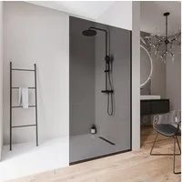 Bernstein Walk-in-Dusche EX102-2, Einscheibensicherheitsglas (ESG), (1 tlg., Mit Bodenprofil), Graues Glas, 10 mm, Mit Bodenprofil, Profil Schwarz matt