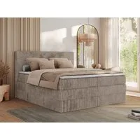 MKS MÖBEL Boxspringbett TILIANO KING (Packung, Set, Visco-Topper, Doppelbett, T30-Schaum), Polsterbett mit Multipocket-Matratzen, Cord Bett, Zwei Bettkästen