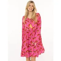 Zwillingsherz Sommerkleid "Trendy Tiger" Tigermotiv, mit Tassel lange Ärmel, figurumspielend