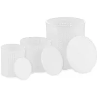KAESE-SELBER.DE Käseform Käseformen Set Klein inkl. Pressdeckel (Käse selber machen) Käseform, Käseformen Set Klein inkl. Pressdeckel, (3-St)