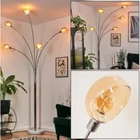 hofstein Stehlampe Stehlampe aus Metall in Weiß/Chrom-/Bernsteinfarben mit Marmorfuß, ohne Leuchtmittel, verstellbar, im Retro/Vintage-Design, Schalter am Gehäuse, E14