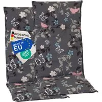 NYVI Hochlehnerauflage Hochlehner Auflagen 2er Set Barcelona - Gartenstuhlauflagen 118x50cm, (2 St), Stuhlauflage, Sitzauflage mit Halteband, UV-fest, Blumen Floral