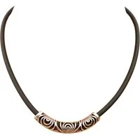 traumschmuck Collier 389i Halskette, Kautschuk schwarz, Frontelement Metall Antik Silber, (incl. Schmuckbox), handgefertigt, Made in Germany