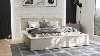 Polsterbett Doppelbett ALDANA 160x200cm Komplettset in Stoff Puente Creme