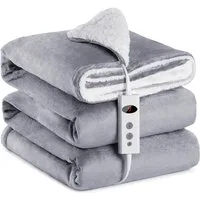 Mia&Coco Heizdecke mit abschaltautomatik, 10 Heizstufen Up-to-9 Stunden, Flanell Waschbar 130x160cm Grau