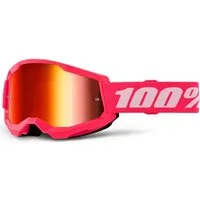 100% Motorradbrille Strata 2 Essential Chrome Motocross Brille, Anti-Beschlag-Beschichtung,Mit Band,Verspiegelt