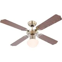 GLOBO LIGHTING Deckenleuchte CHAMPION, Ventilatorfunktion, ohne Leuchtmittel, Ventilator/antik/Wohnbereich/Schlafzimmer/Holz / altmessing / 4 Flügel