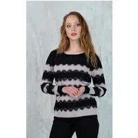 Passioni Strickpullover mit Spitzendetail