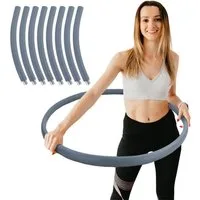 RAMROXX Hula-Hoop-Reifen Fitness Reifen Edelstahl 8 Teile gepolstert befüllbar Grau