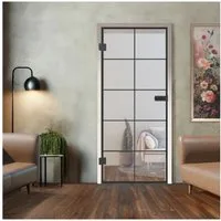 HORI Zimmertür Glastür aus ESG Glas Zimmertür Modernes Loft-Design in Schwarz, Thermisch behandeltes Glas, erhöhte Stoß- und Schlagfestigkeit