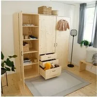 WOMONY Kleiderschrank / Schrank / mit 3 Türen und Schubladen, 186 x 59 x 198 cm 3 Türen und 3 Schubladen