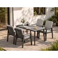 MeXo Gartenlounge-Set Aluminium Gartenmöbel Set, (150 x 80 cm Gartentisch, 5-tlg., mit 4 Stühlen), wetterfeste Essgruppe für Terrasse Balkon Garten
