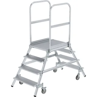 Munk Podesttreppe beidseitig begehbar mit Federrollen Aluminium geriffelt - 050204