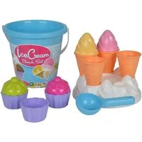 SIMBA Spiel Simba Eimergarnitur Eis 14-teilig mit Eimer und Sandformen, Eimergarnitur Eis, 14-teilig, Eisformen, Portionierer, 2 Farbvarianten