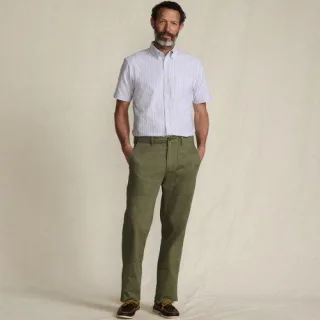 Twill-Hose mit Stretch, Herren,  Grün, Elasthan/Baumwoll-Mischung, by Lands' End