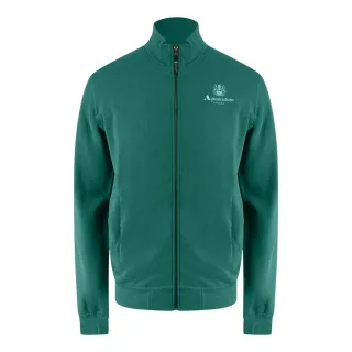 Aquascutum Active Fleecejacke Mit Kleinem Logo, Durchgehendem Reißverschluss Und Stehkragen, Jägergrün