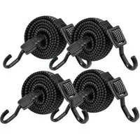 TUWENA Spanngurt 4 Stück Verstellbar Spanngummi mit Haken, 100cm Extra Stark Expander (4-St) Für Sackkarre, Gepäckträger, Fahrrad, Motorrad, Auto, Garten, Camping
