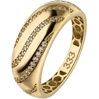 JOBO Goldring Ring Damenring 7,9 mm breit, 333 Gold mit 45 Zirkonia