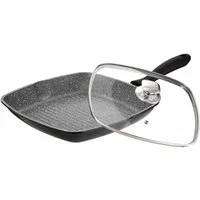 Cheffinger Grillpfanne Grillpfanne Alu Guss Ø28cm Steakpfanne Fischpfanne Pfanne braten Induk
