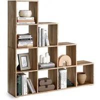 VASAGLE Bücherregal, mit 10 Fächern, Würfelregal, Stufenregal, 129,5 x 27 x 129,5 cm