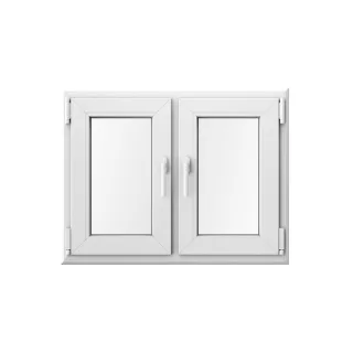 Doppelflügelfenster mit Mittelsteg, Kunststoff, aluplast IDEAL® 4000, Weiß, 90x70 cm, zweiteilig, individuell konfigurieren