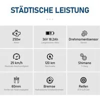 Onesport E-Bike Cityrad e bike für herren 28 zoll 18.2AH 36V 655WH damen 120km E-MBT, 7 Gang SHIMANO, Heckmotor, 655,2 Wh, e bike für damen herren 28 zoll Cityrad 7 Gang Shimano hydraulischen