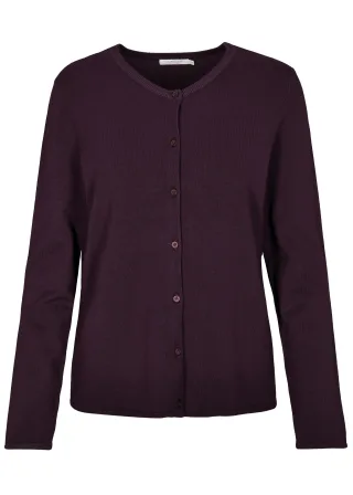 CLARINA - Rdh.-Cardigan, 1/1 Arm, uni aubergine - Gr. - 48