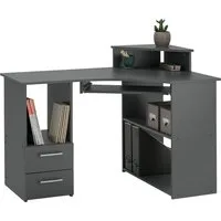 VOGL Möbelfabrik Schreibtisch Sam, Eckschreibtisch, Tastaturauszug, Monitoraufsatz & opt. Towerfach