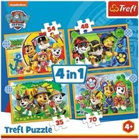 Trefl Puzzle 4 in 1 Puzzle, Das lustige Team von PAW Patrol, von 35 bis 70 Teilen, Puzzleteile