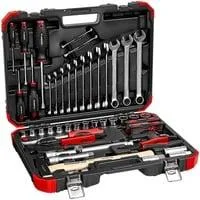 red Steckschlüssel-Satz 1/2" Auto-Universal, 61-teilig, Werkzeug-Set rot/schwarz, mit Umschalt-Knarre, SW 8mm - 24mm