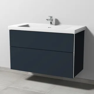 Sanipa 3way Waschtischunterbau zu Villeroy & Boch Subway 3.0 Waschtisch mit 2 Auszügen, Marine-Matt BP8491R