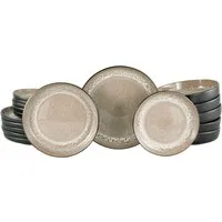 OTTO home Teller-Set modernes Teller Set, Service Novalee (18-tlg), 6 Personen, Steinzeug, hohe Haltbarkeit, spülmaschinen- & mikrowellengeeignet, Reaktivglasur