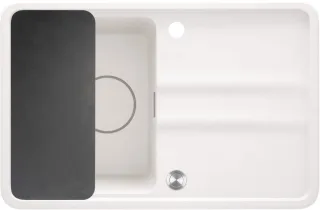 Neuesbad 1-Becken Granitspüle mit Kurz Abtropffläche 670x440x229, Alabaster, mit SPACE SAVER NB1DEZKMA11A1
