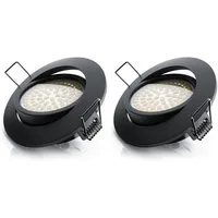 Brandson LED Einbaustrahler dimmbar & schwenkbar, Deckenspots, Aluminium Rahmen, schwarz, Dimmfunktion, Schwenkmechanismus (40° vertikal), LED fest verbaut, warmweiß, Einbauleuchte / Spots ultra flach, Abstrahlwinkel 120 Grad, 2er Set