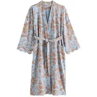 LAURA ASHLEY Damenbademantel Laura Ashley Viskose-Morgenmantel mit Bogenkante, Viskose (Livaeco)