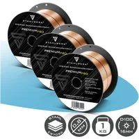 STAHLWERK Schweißdraht 3 x 0,8 mm MIG MAG ER70S-6 SG3 D100 Drahtrolle 1kg, (Packung), hohe chemische Reinheit für beste Schweißergebnisse