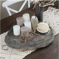 wohnfreuden Dekoschale Flussstein Tablett 50 cm grau rund, 30456