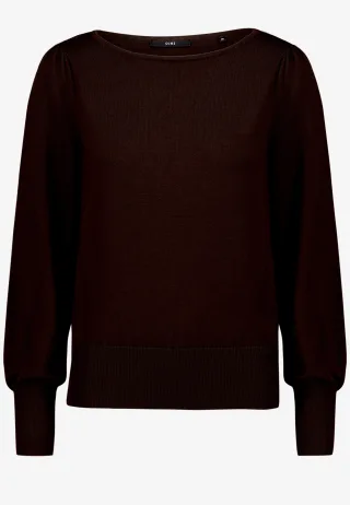 zero - Feinstrickpullover mit U-Boot Ausschnitt chocolate plum - Gr. - 36