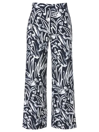 Frapp - Hose lang weites Bein Druck navy / white - Gr. - 48