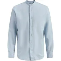Jack & Jones PlusSize Langarmhemd JJEBREEZE LINEN BLEND BAND SHIRT L PLS mit Stehkragen