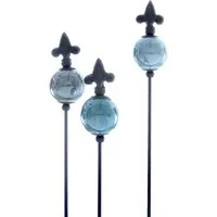 Dragimex Gartenstecker Metall Stecker franz. Lilie. 3x Gartenstecker Blautöne 80cm