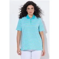 Ulla Popken Poloshirt Poloshirt Ringel Polokragen Halbarm Pima Cotton
