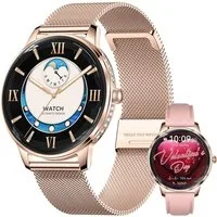 Vashoy Smartwatch Damen,1.19" mit Bluetooth-Anrufen & Sprachassistent Smartwatch (38mm cm/1.19 Zoll, Android4.4/IOS1.0) Spar-Set, 4-tlg., Schritte, Puls, Blutdruck, Stress, Schlaf, Zyklus, IP68 Wasserdicht – Fitnessuhr Kompatibel mit iOS Android