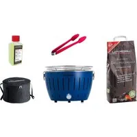 LotusGrill Holzkohlegrill LotusGrill S Small Kompakt Starter-Set Tiefblau Holzkohlegrill 5tlg