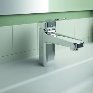 Ideal Standard CeraPlan Waschtischarmatur BD230AA Niederdruck, Ausladung 124mm, verchromt, mit Metall-Ablaufgarnitur