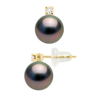 DIADEMA - Ohrringe - Diamanten - Gelbgold und echte Tahiti-Perlen